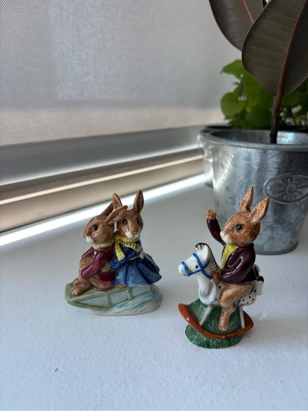 Set of (2) vintage Royal Doulton Bunnykins figurines- “Tally Ho” & “Sleigh Ride”